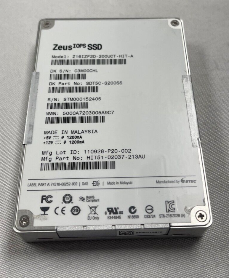 STEC Zeus IOPS Z16IXF2D-200UCT SSD 2.5